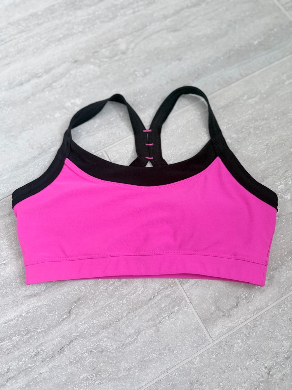 Avia Hot Pink Black Racerback Medium Support Sports Bra Size S Activewear